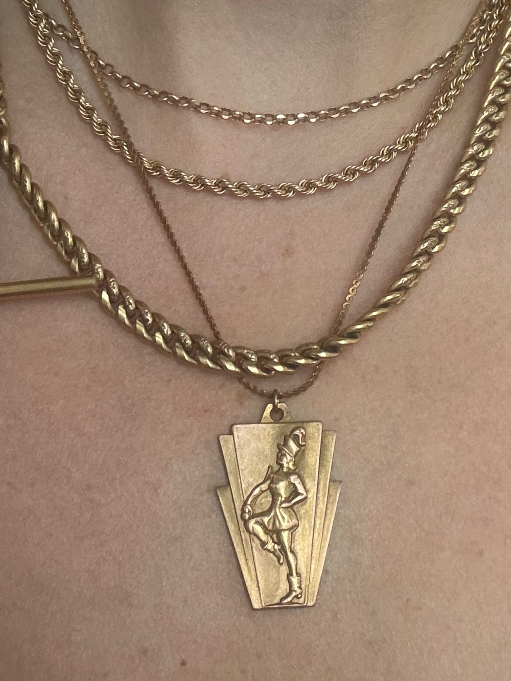 Antique art deco majorette pendant necklace.